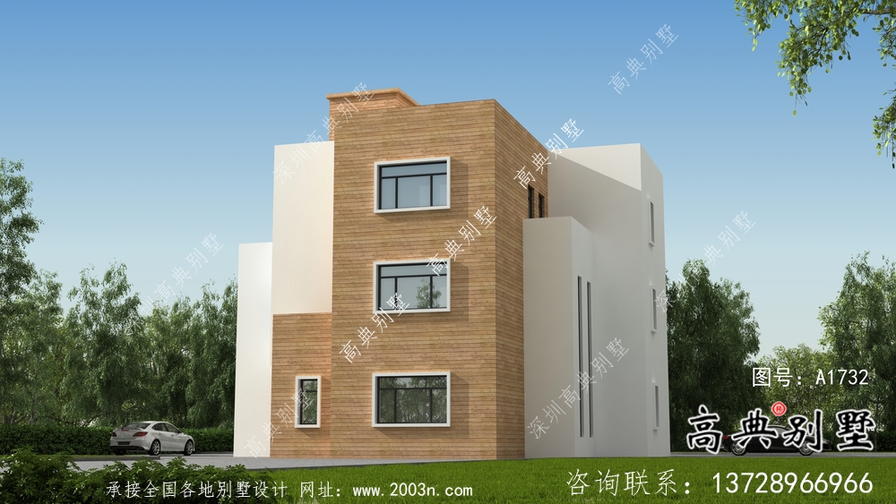 三層現(xiàn)代簡(jiǎn)約別墅外觀設(shè)計(jì)圖