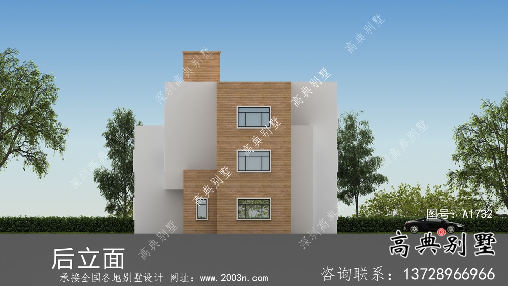 三層現(xiàn)代簡(jiǎn)約別墅外觀設(shè)計(jì)圖