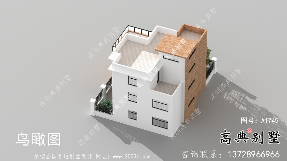 現代簡約三層別墅效果圖及施工圖