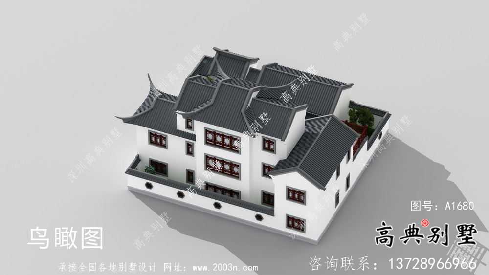 蘇式園林鄉村別墅設計、施工圖及效果圖