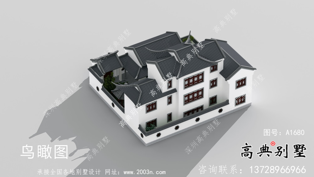 蘇式園林鄉村別墅設計、施工圖及效果圖