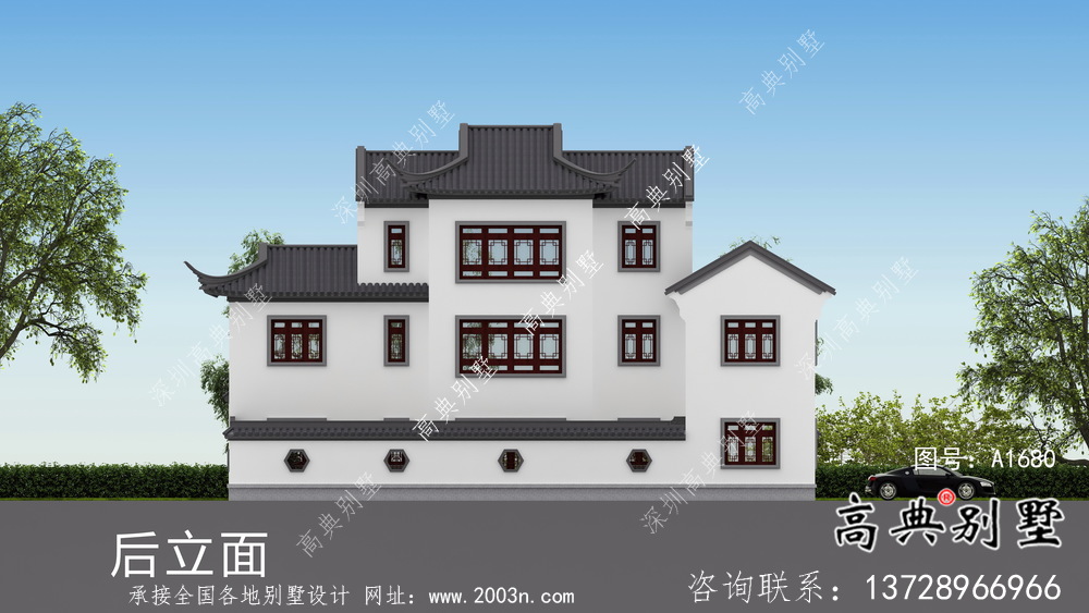 蘇式園林鄉村別墅設計、施工圖及效果圖