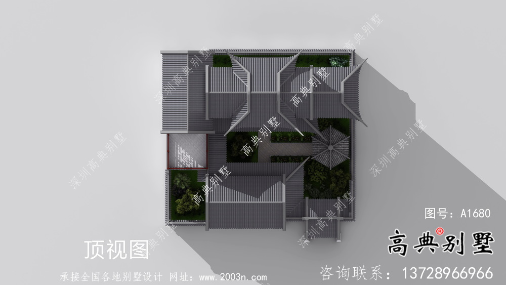 蘇式園林鄉村別墅設計、施工圖及效果圖