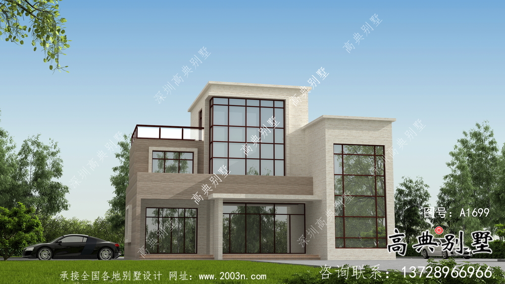 簡(jiǎn)潔明了的鄉(xiāng)村現(xiàn)代風(fēng)格小別墅設(shè)計(jì)圖及施工圖紙