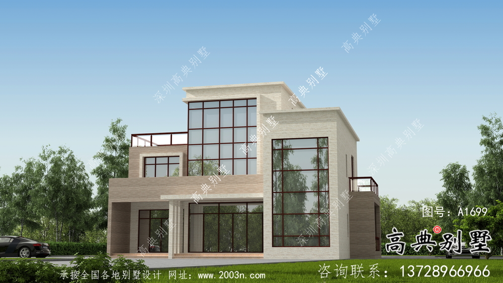 簡(jiǎn)潔明了的鄉(xiāng)村現(xiàn)代風(fēng)格小別墅設(shè)計(jì)圖及施工圖紙