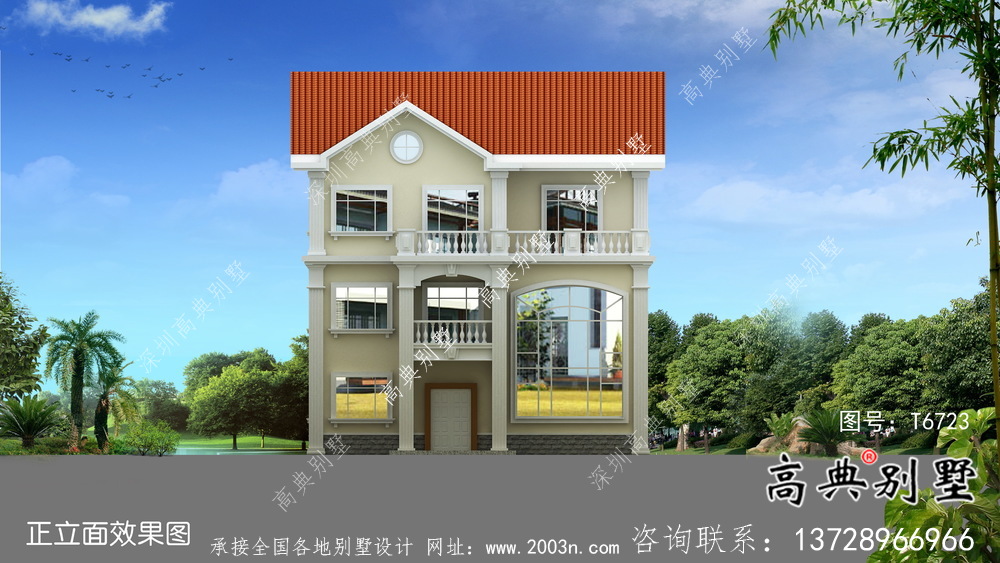 農村自建三層歐式風格別墅設計圖紙
