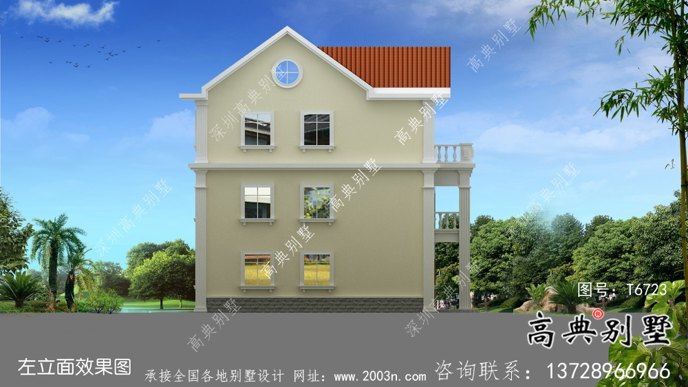 農村自建三層歐式風格別墅設計圖紙