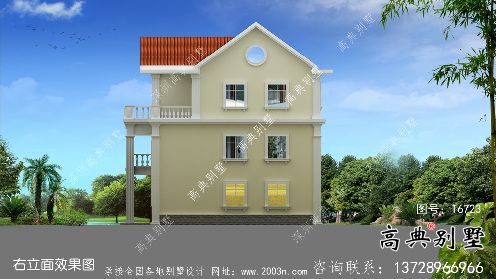 農村自建三層歐式風格別墅設計圖紙