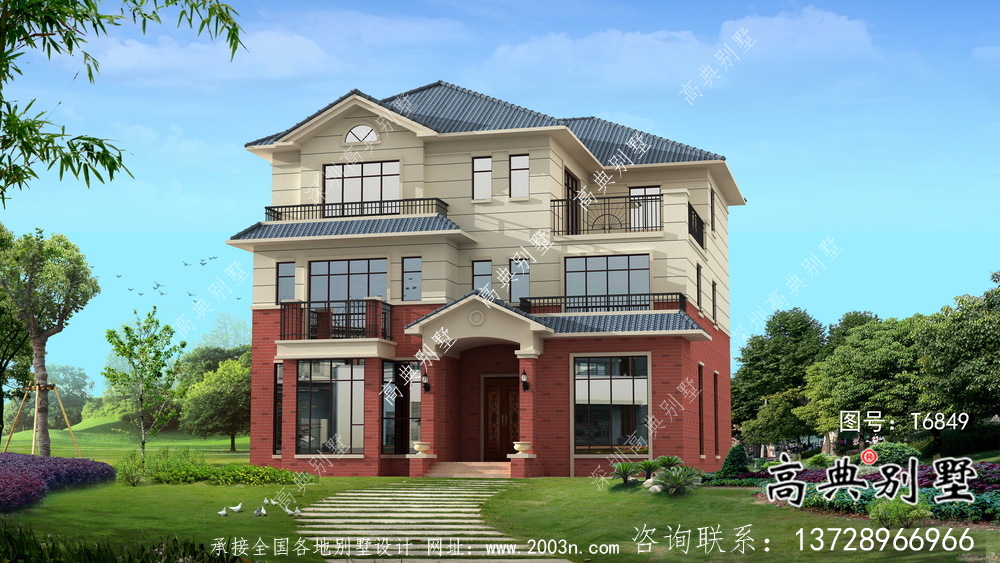 農村歐式三層房屋設計效果圖