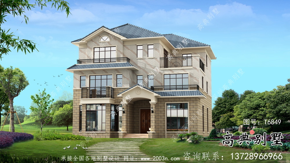農村歐式三層房屋設計效果圖