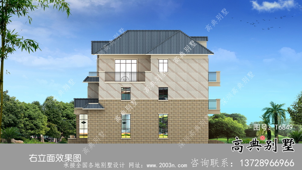 農村歐式三層房屋設計效果圖