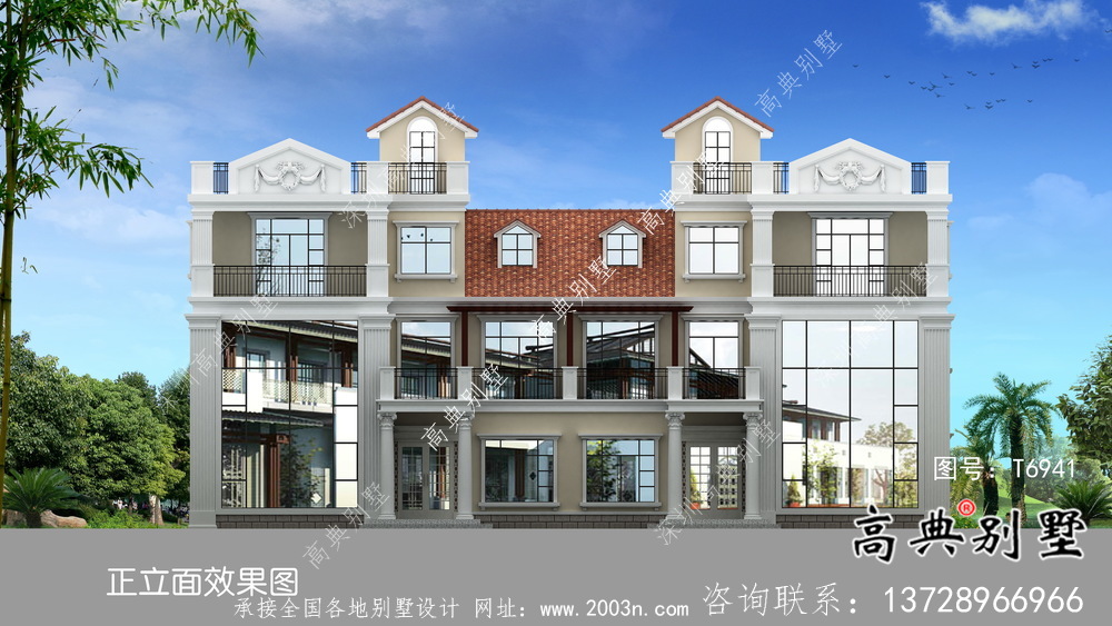 農村個性復式雙拼三層別墅設計圖