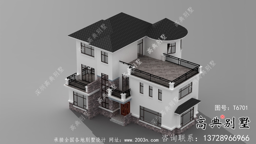 小戶型房子鄉村別墅戶型圖，現代風格外型設計效果圖