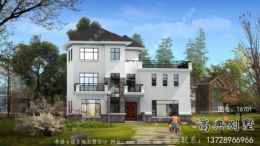 小戶型房子鄉村別墅戶型圖，現代風格外型設計效果圖