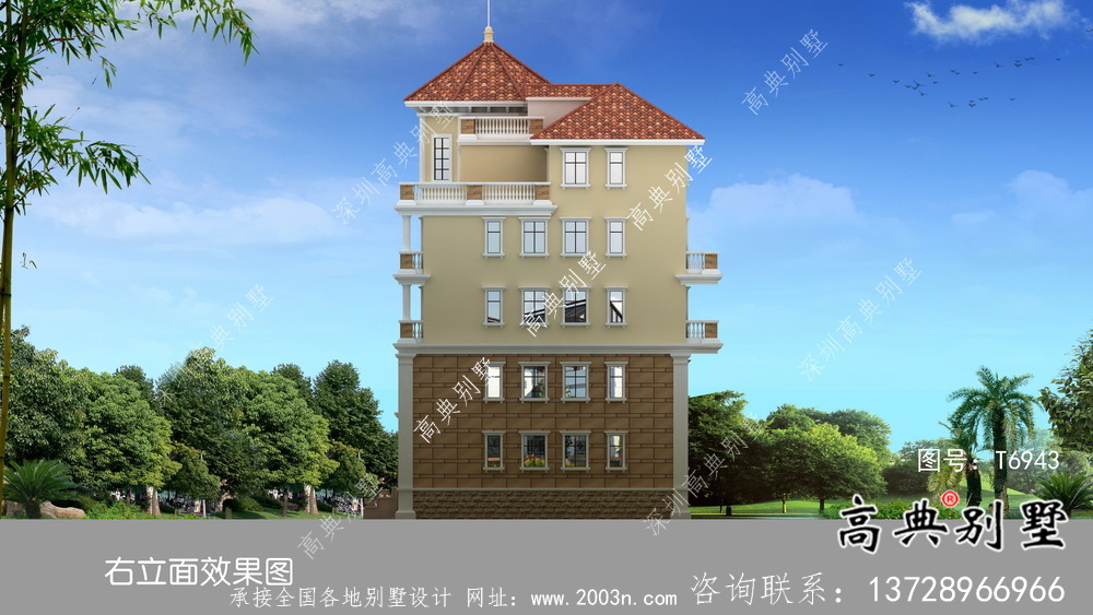 鄉村歐式五層意大利風格別墅設計圖