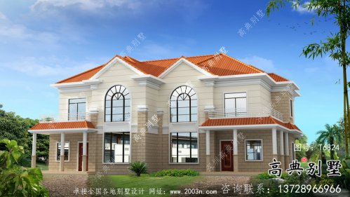 農村自建雙拼建筑設計圖，包括別墅外