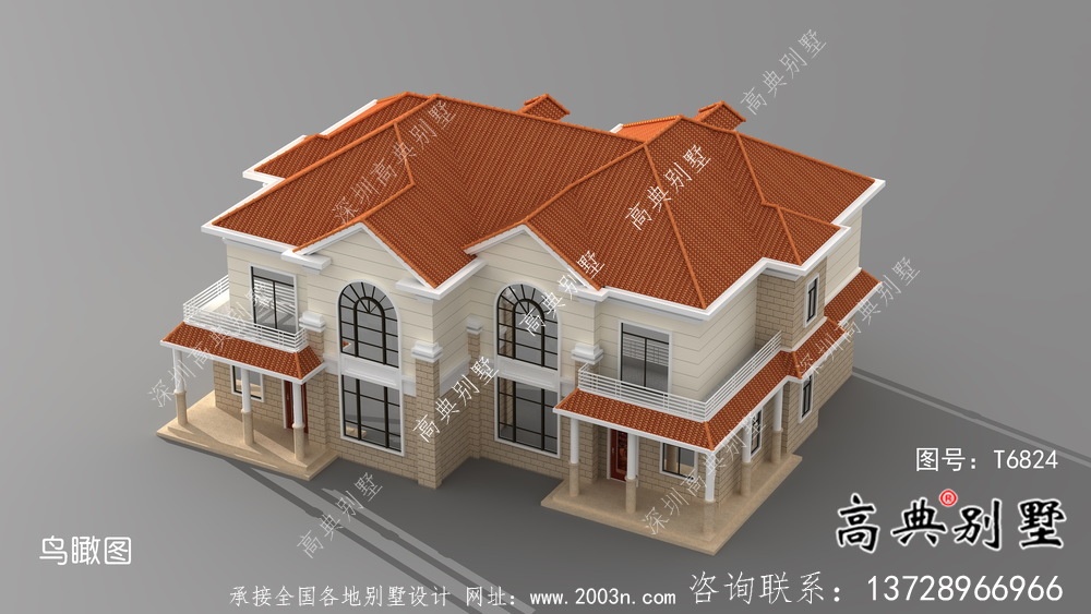 農(nóng)村自建雙拼建筑設(shè)計(jì)圖，包括別墅外觀效果圖