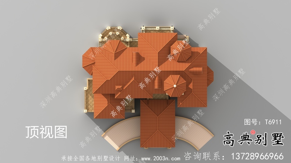 大型豪華漂亮的意大利風格別墅設計圖和效果圖