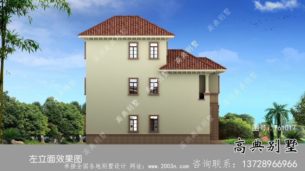 鄉村三層復式古典歐式別墅效果整套工程圖紙