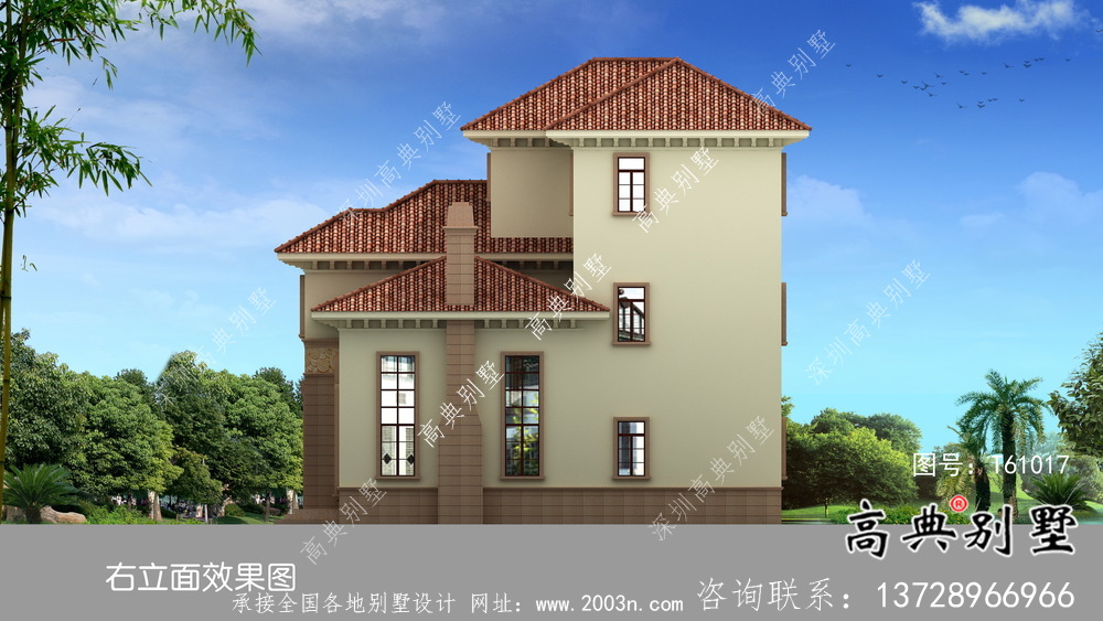鄉村三層復式古典歐式別墅效果整套工程圖紙
