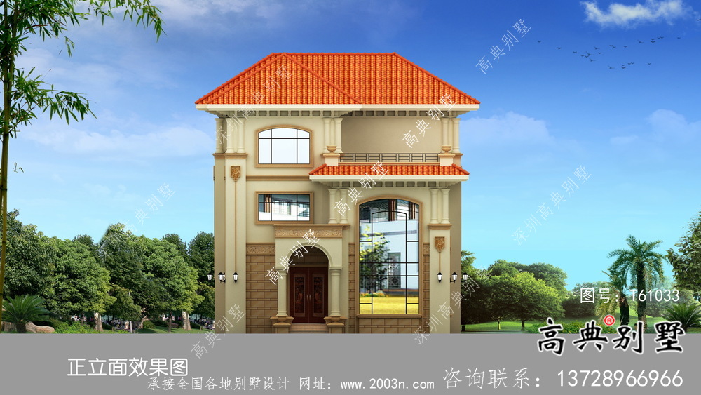 農村經典復式三層別墅設計圖紙及效果圖