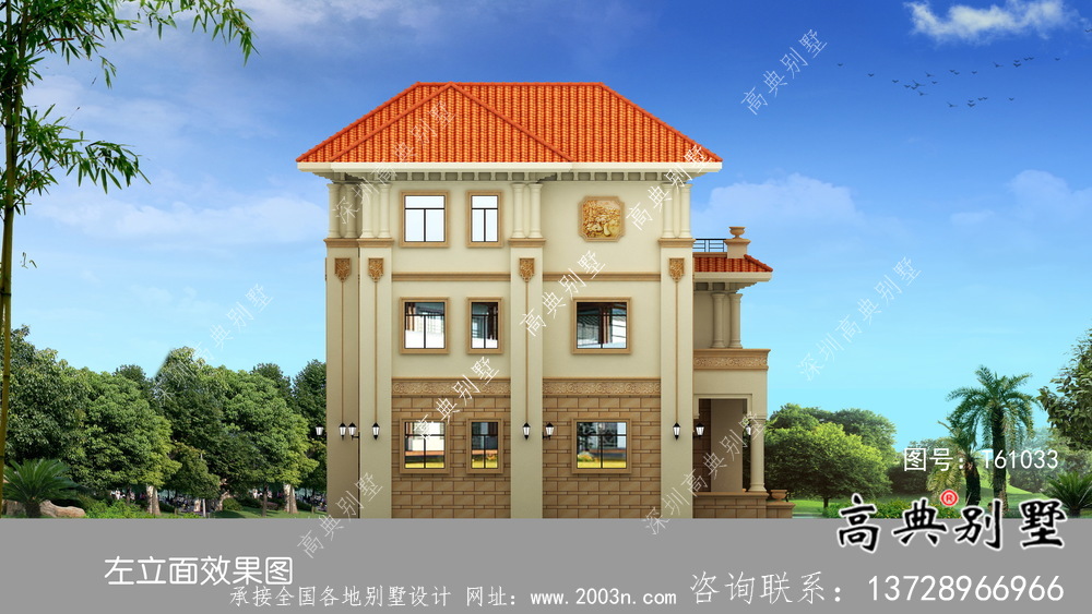農村經典復式三層別墅設計圖紙及效果圖