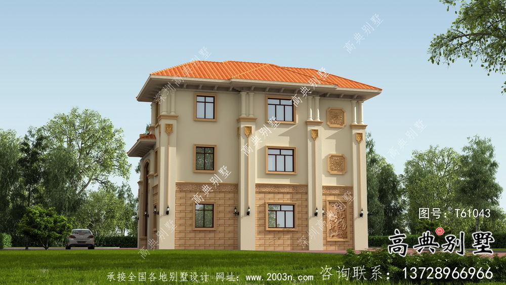 古典復式三層歐式別墅設計圖紙