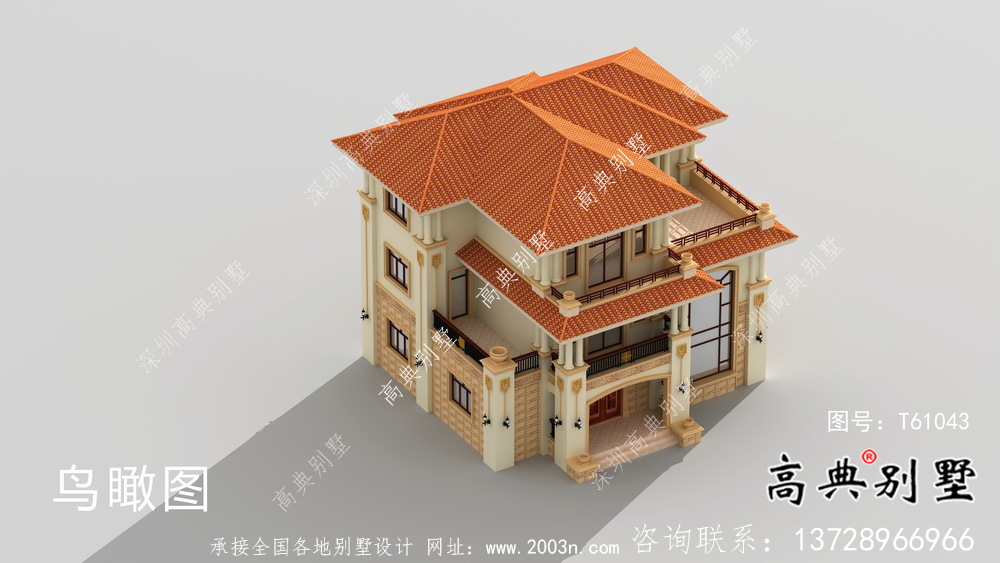 古典復式三層歐式別墅設計圖紙