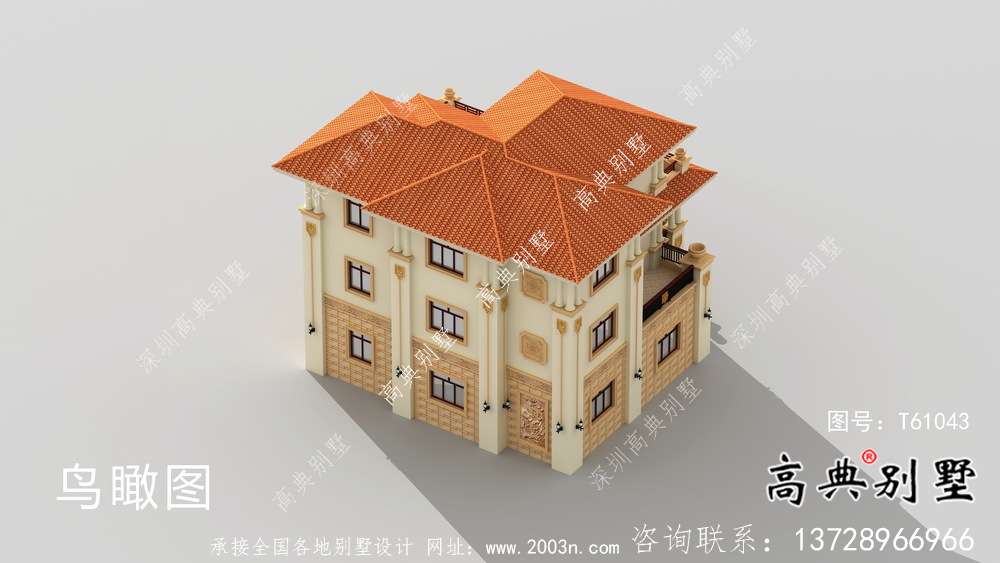 古典復式三層歐式別墅設計圖紙