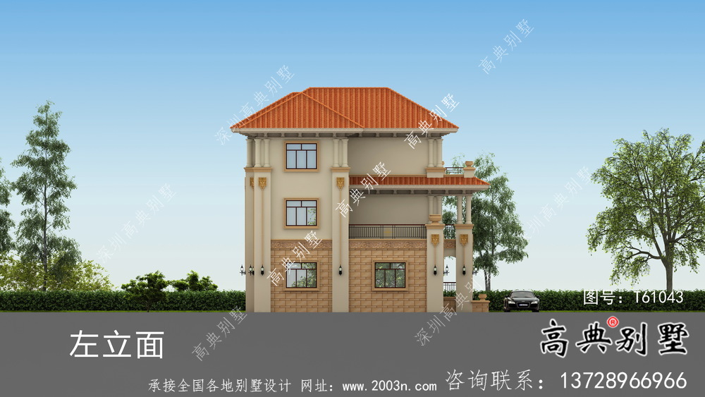 古典復式三層歐式別墅設計圖紙