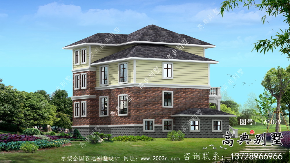 簡潔實用的歐式風格農村自建別墅設計圖紙及效果圖