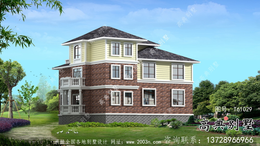簡潔實用的歐式風格農村自建別墅設計圖紙及效果圖