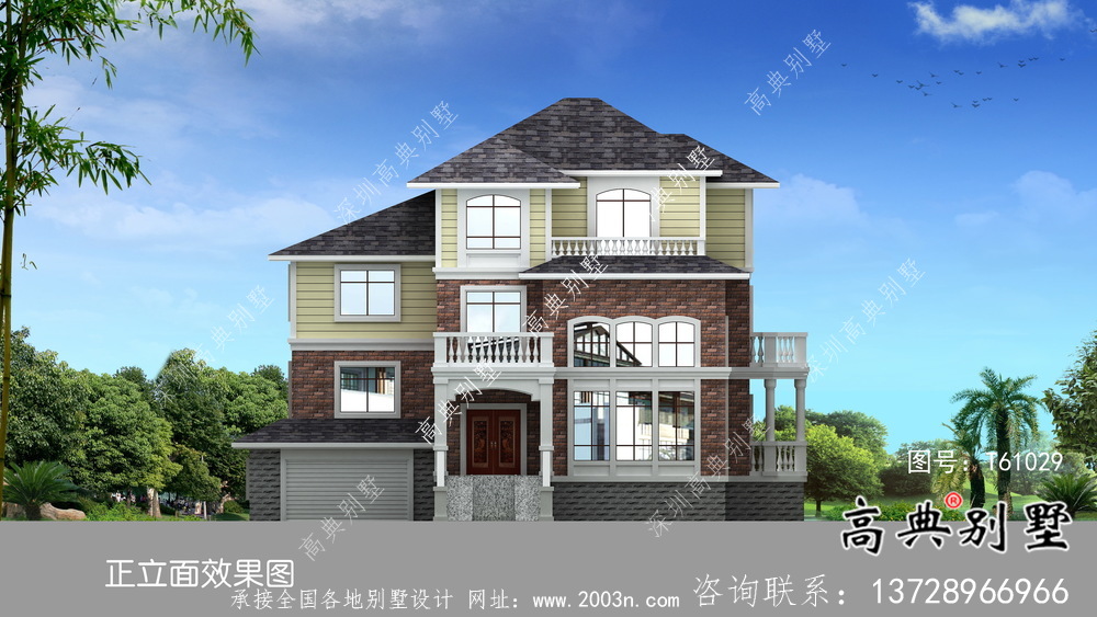 簡潔實用的歐式風格農村自建別墅設計圖紙及效果圖