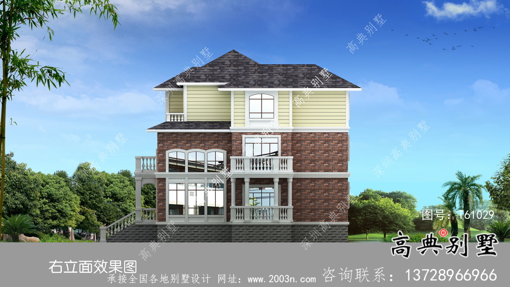 簡潔實用的歐式風格農村自建別墅設計圖紙及效果圖