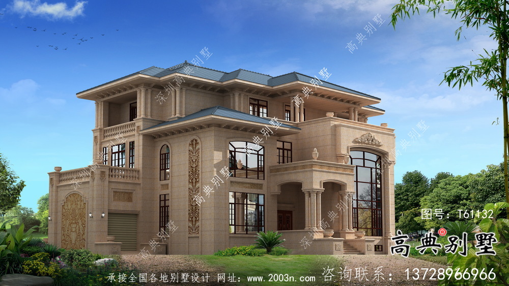 農村豪華三層石材別墅建筑設計圖紙