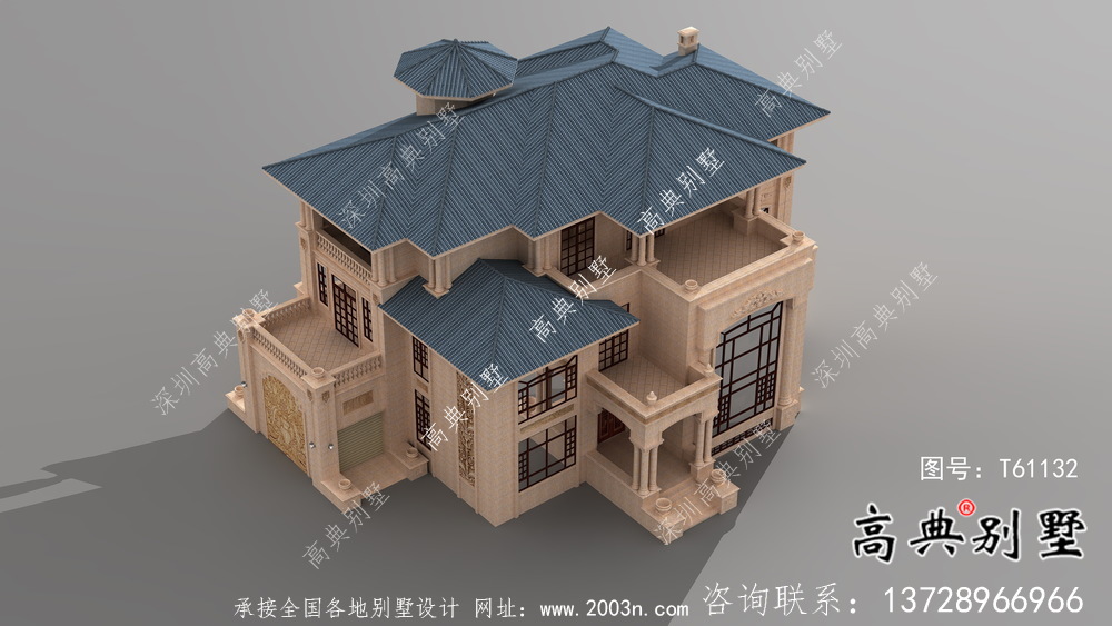 農村豪華三層石材別墅建筑設計圖紙