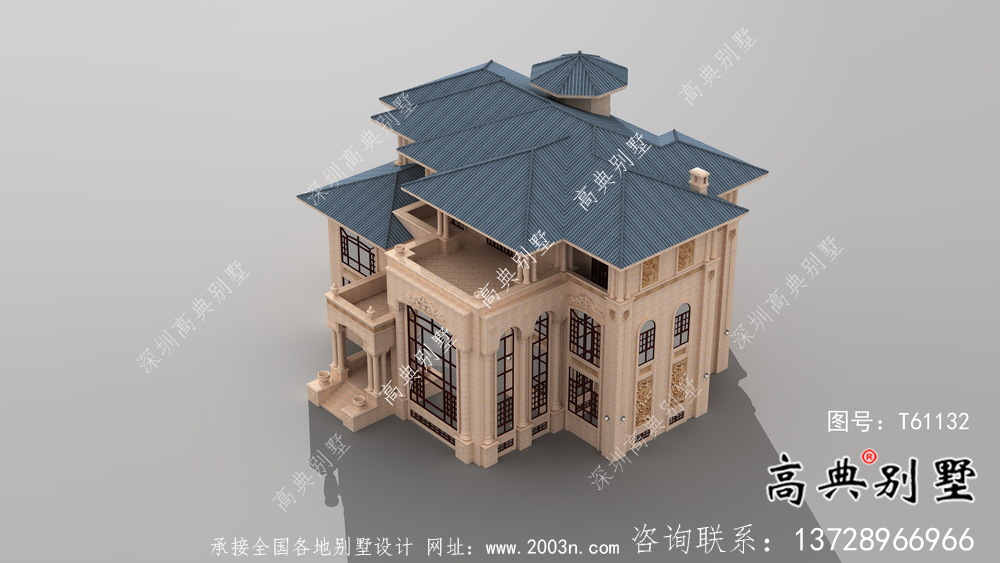 農村豪華三層石材別墅建筑設計圖紙