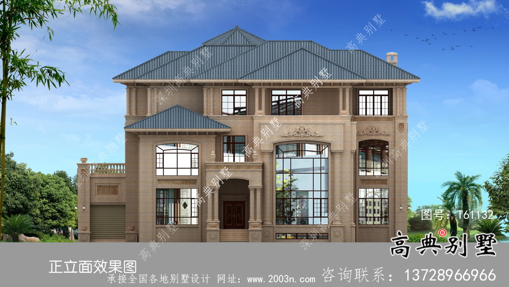 農村豪華三層石材別墅建筑設計圖紙