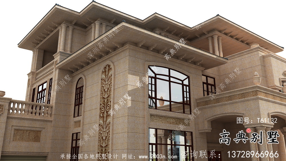 農村豪華三層石材別墅建筑設計圖紙