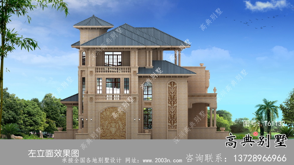 農村豪華三層石材別墅建筑設計圖紙