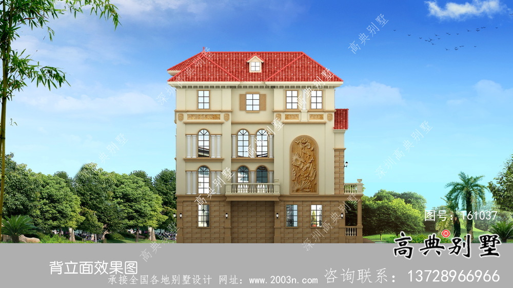 簡單實用的四層歐式風格別墅設計圖與實景效果圖