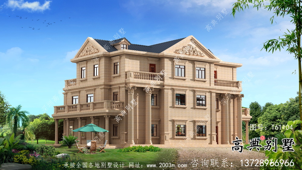 簡潔美麗的三層農村別墅設計圖紙及效果圖