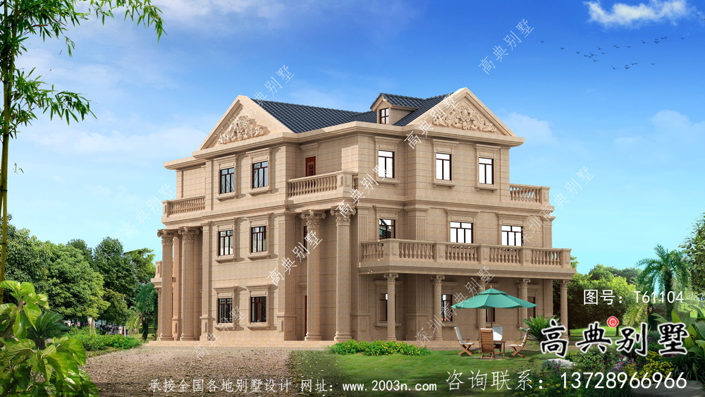 簡潔美麗的三層農村別墅設計圖紙及效果圖