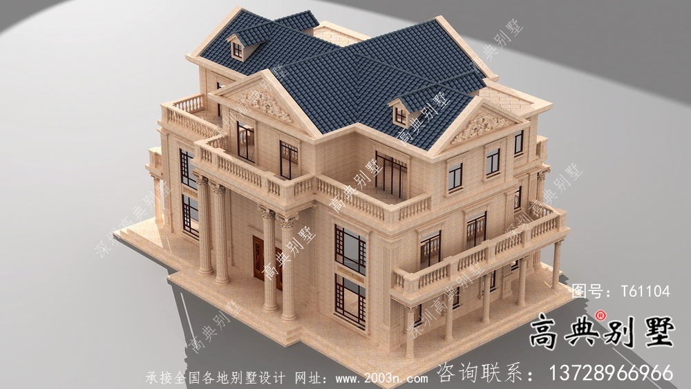 簡潔美麗的三層農村別墅設計圖紙及效果圖