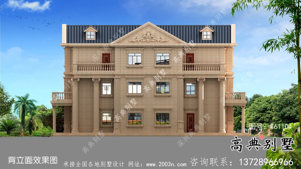 簡潔美麗的三層農村別墅設計圖紙及效果圖