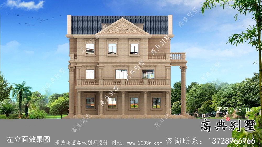 簡潔美麗的三層農村別墅設計圖紙及效果圖