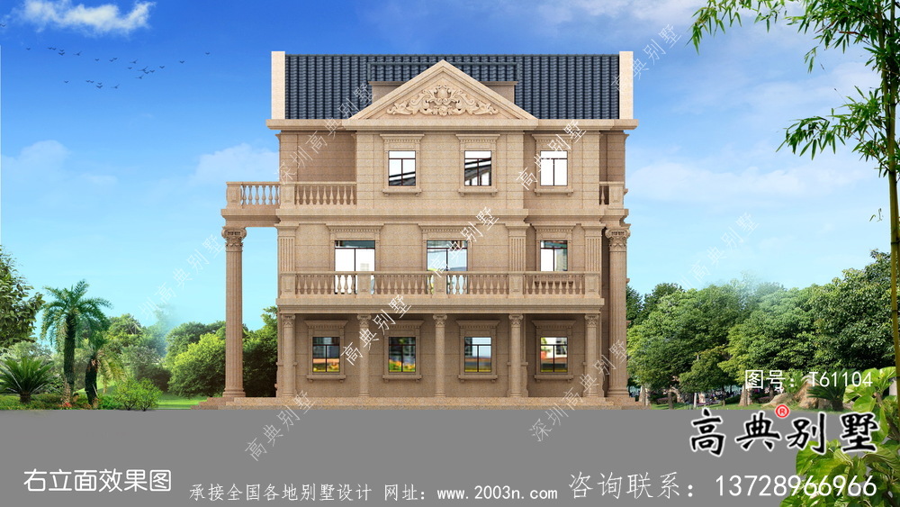簡潔美麗的三層農村別墅設計圖紙及效果圖