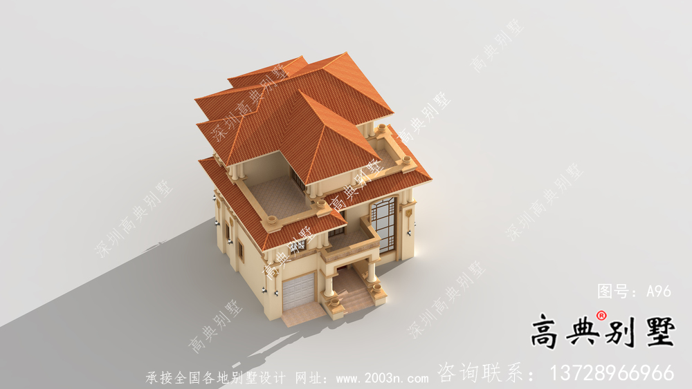 簡潔美麗的三層農村別墅設計圖紙及效果圖