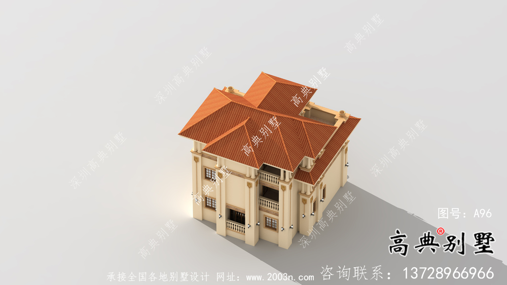 簡潔美麗的三層農村別墅設計圖紙及效果圖