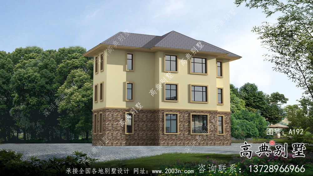 鄉(xiāng)村歐式三層別墅外觀效果圖